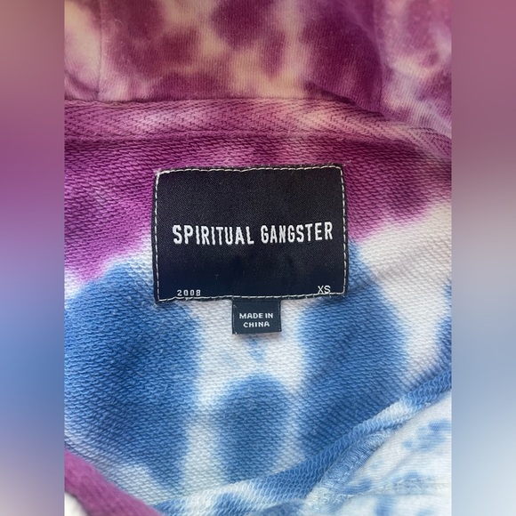 Tie Dye Peloton Hooded Sweatshirt by Spiritual Gangster,Rainbow colors. Size XS. - Picture 12 of 14